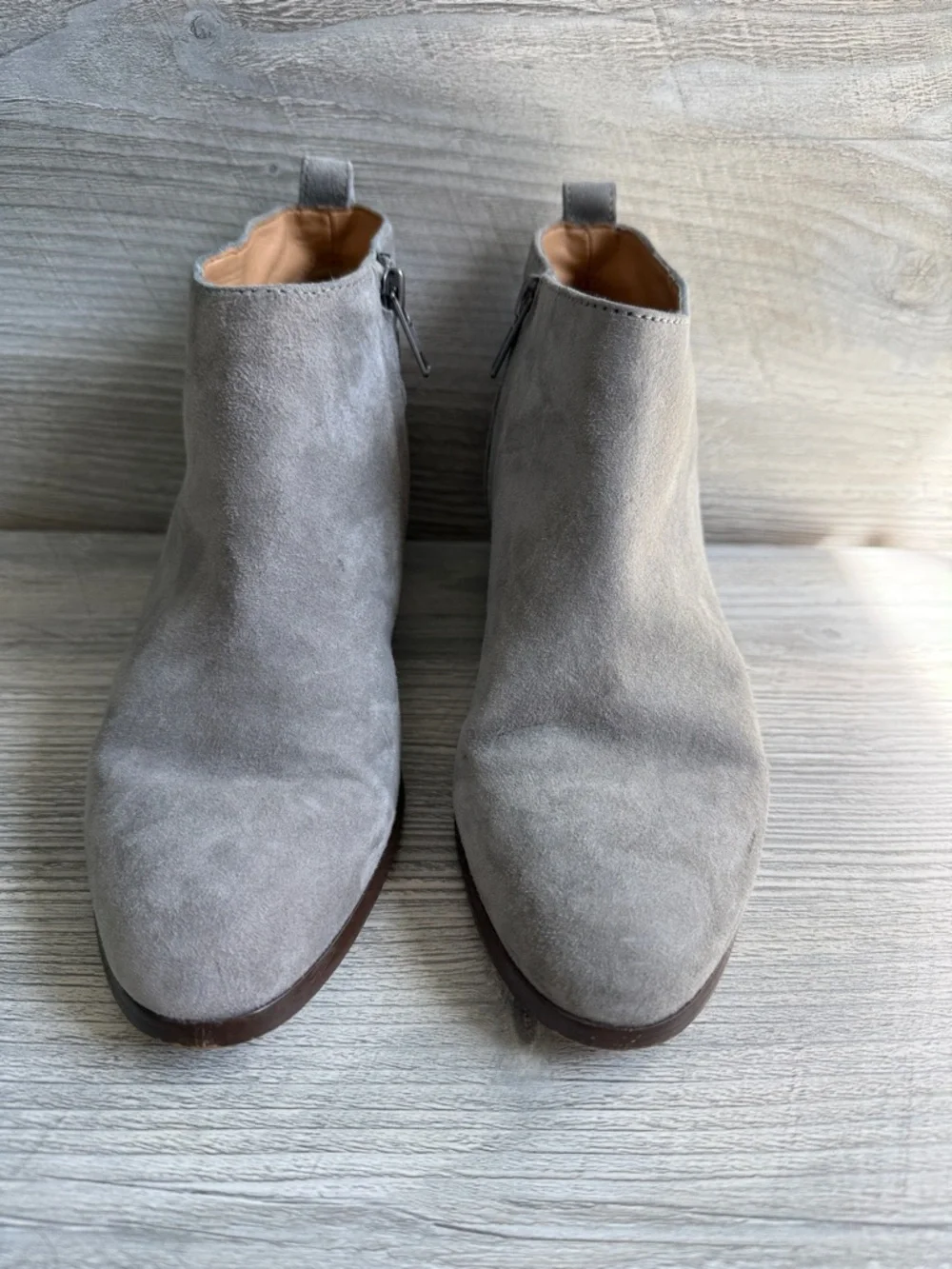 J.Crew Sawyer Women's leather Suede Ankle Bootie in Light Graphite Gray size 6.5